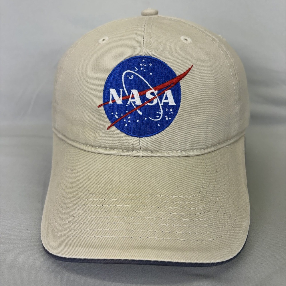 NASA Baseball Cap Kennedy Space Center Unisex OSFM Tan Embroidered Logo Hat
